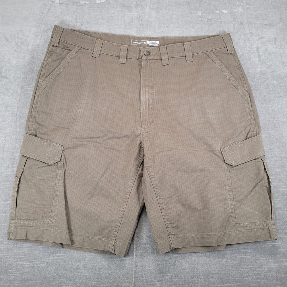 Carhartt Mens Relaxed Fit Brown Ripstop Canvas Cargo Shorts Size 44 Work Utility